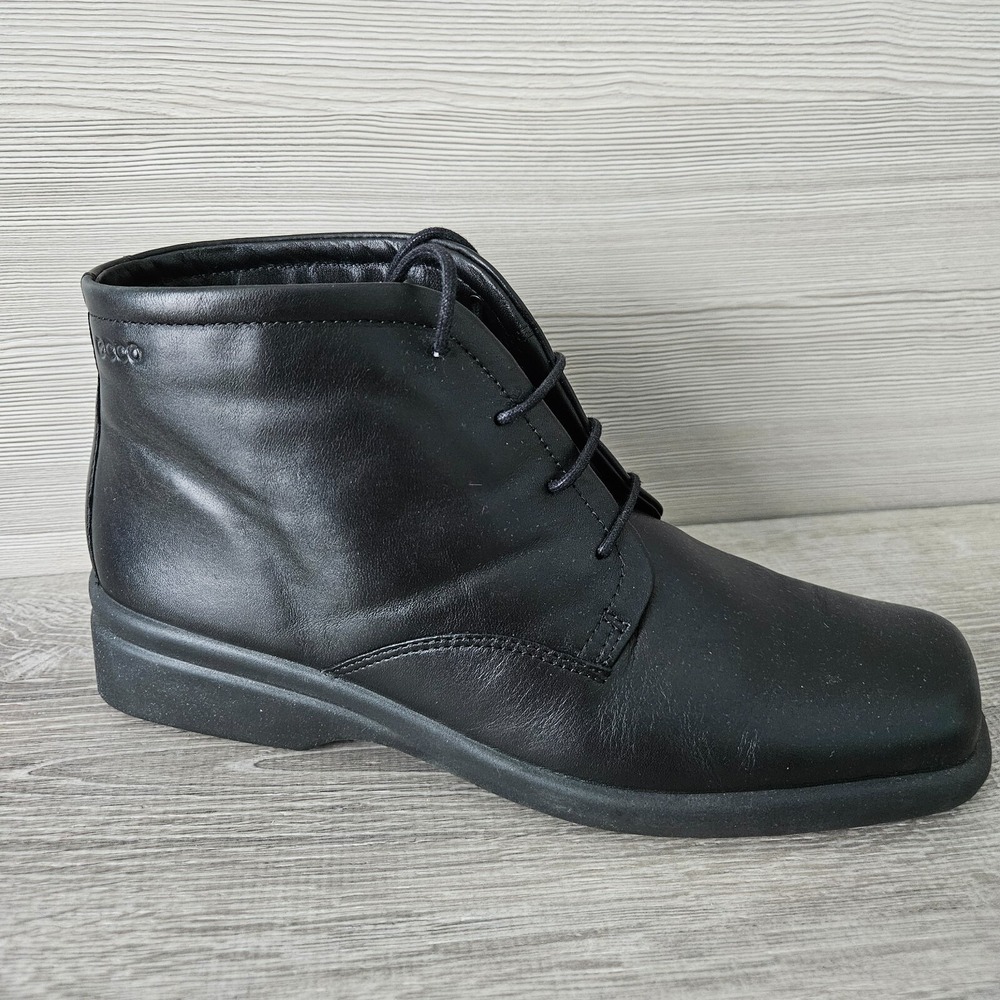 ECCO Ankle Boots Soft Women EU 41 Black Leather Wool Lined Lace Chukka Gorpcore